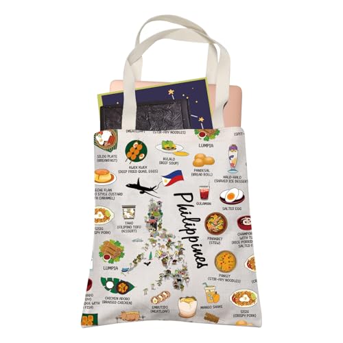 Bolsa sacola para amantes da culinária asiática com mapa do país das Filipinas para mamãe papai BFF Filipino Food Cooking Travel Shopping Bag, Filipinas, Medium