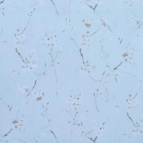 Image of Self Adhesive Decorative Peel Stick Waterproof Blue Cherry Wallpaper Wall Decor Removable Wall Paper for Living Room Hall Decoration PVC Vinyl DIY Wall Stickers 45x304cm