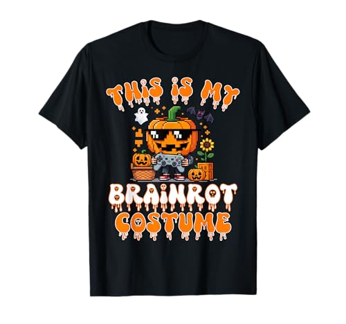 Brain Rot Halloween Shirt Costume Kid Brainrot Gamer Melting T-Shirt