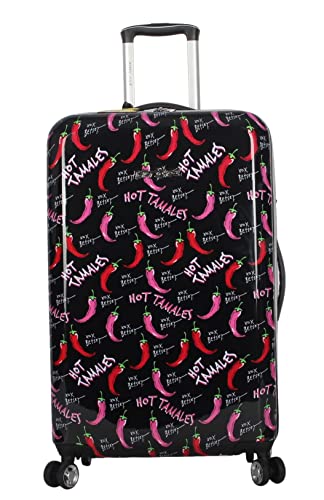 Betsey Johnson 26 Inch Checked Luggage Collection - Expandable Scratch Resistant (ABS + PC) Hardside Suitcase - Designer Lightweight Bag with 8-Rolling Spinner Wheels (TAMALE, 26in)