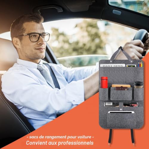 XPOOP Organisateur Voiture Enfant, Rangement Voiture, Protection Siège Arrière, Protège Siège Voiture Enfant, Gris – vue 6