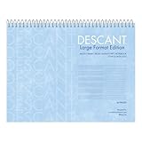 ROARING SPRING Descant Spiral Music Notebook, Unique Staff & Wide Ruled Multi-Format Manuscript, 11' x 8.5' 64 Pages, Top Bound, Heavy 20lb White Paper
