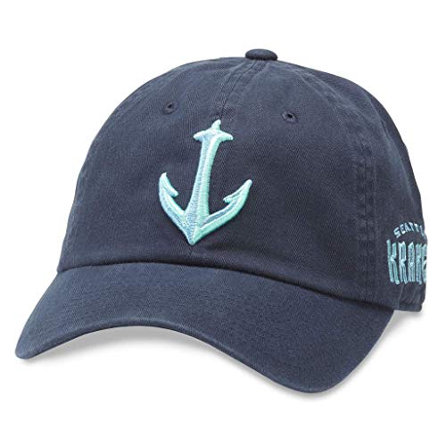 AMERICAN NEEDLE Seattle Kraken Officially Licensed NHL Blue Line Adjustable Buckle Strap Dad Baseball Hat Navy (40742B-SEK-NAVY)