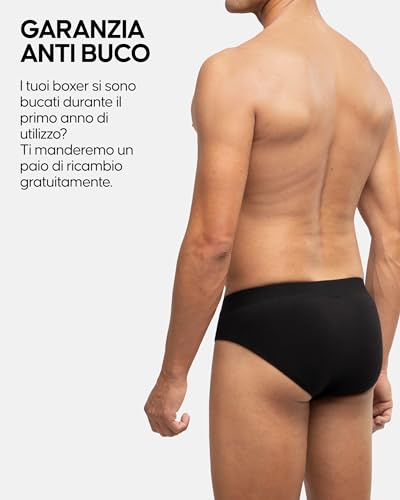 Danish Endurance Slip Uomo Cotone Premium, Mutande Uomo Comode E Traspiranti, Senza Etichetta, 3 O 6 Paia, Nero, L - 4
