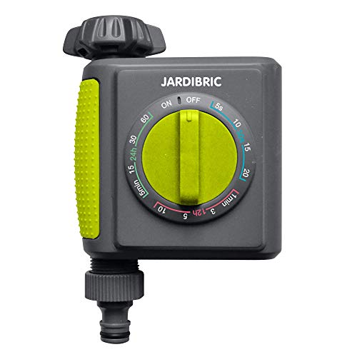 Jardibric - Programador de Riego para Jardín y Terraza, o de Nebulización, Duración Ajustable de 5 Segundos a 60 Minutos, Frecuencia de 30 Segundos a 24 Horas.