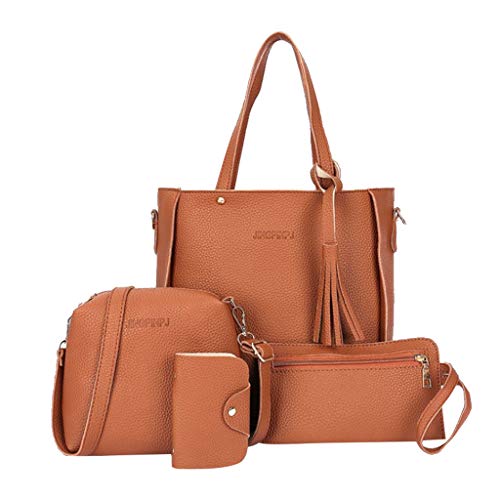 Baoblaze 4PACK Bolsa De Couro Feminina Bolsa De Ombro Bolsa Bolsa Titular De Cartão Conjunto De Saco