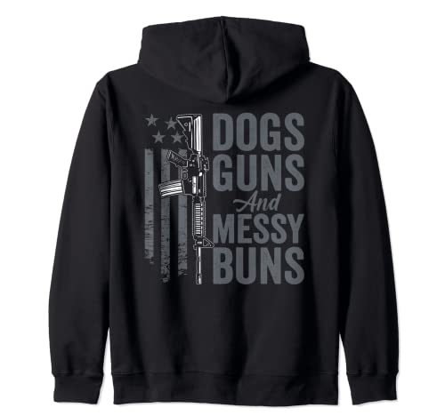 Perros pistolas y bollos desordenados - Ladies Gun USA Dog Lover (BACK) Sudadera con Capucha