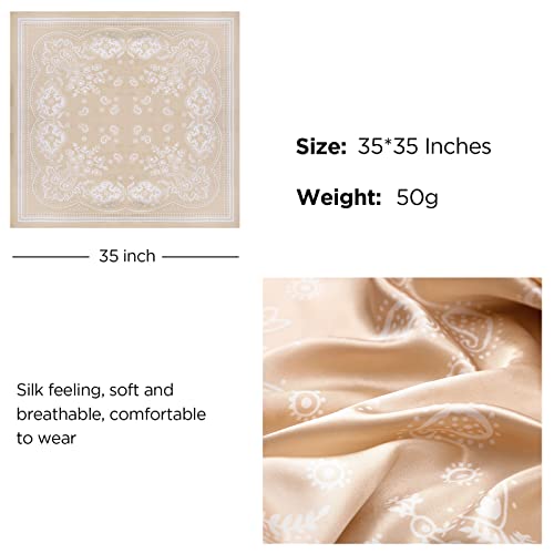 HBselect 4PCS Head Scarf for Women 35” Head Scarves Silk Like Satin Neck Scarfs Square Bandana Hair Wraps Scarf for Sleeping3
