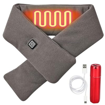 Bufanda calefactable: bufanda calentada USB con batería externa de 1800 mAh, braga de cuello eléctrica para hombres y mujeres, con 3 niveles de calor USB, braga de cuello eléctrica, color gris. | Ya disponible en tu tienda friki favorita! En mundofriki.es!