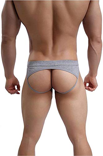 KAMUON Men’s 3-Pack Cotton Jock Strap Sexy Athletic Thongs Underwear Jockstrap (US M = Asian Tag L : Waist 32"-34", Black+Orange+Grey) - Thumbnail 3