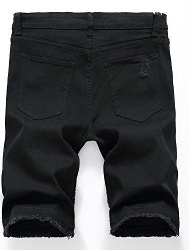 Pasok Men's Casual Denim Shorts Classic Fit Vintage Summer Cotton Jeans Shorts Black 34 #TOP1