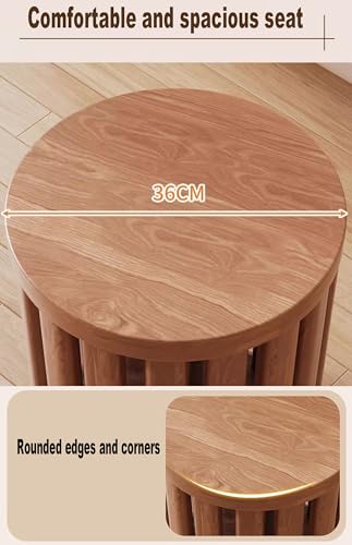 Taburetes redondos de madera maciza portátiles para estancias pequeñas 2