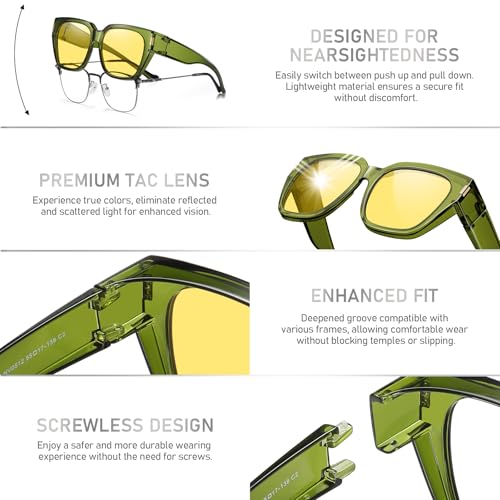HAOLOTA Polarized Fit Over Glasses Sunglasses for Women Men Trendy Square Wrap Around Shades UV Protection3