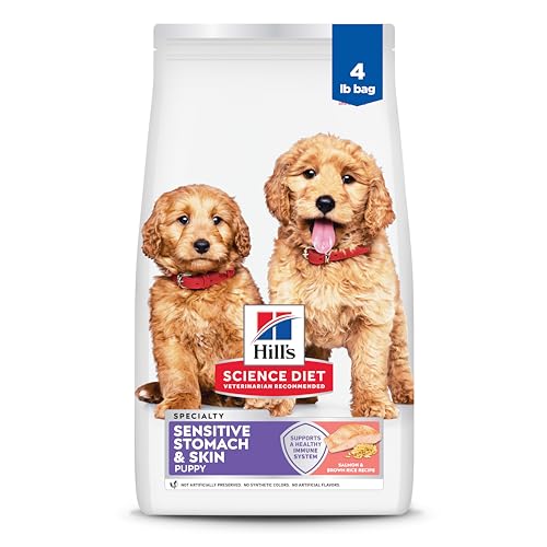 Hill's Science Diet Sensitive Stomach & Skin, Puppy, Stomach & Skin Sensitivity Support, Dry Dog Food, Salmon & Brown Rice, 4 lb Bag