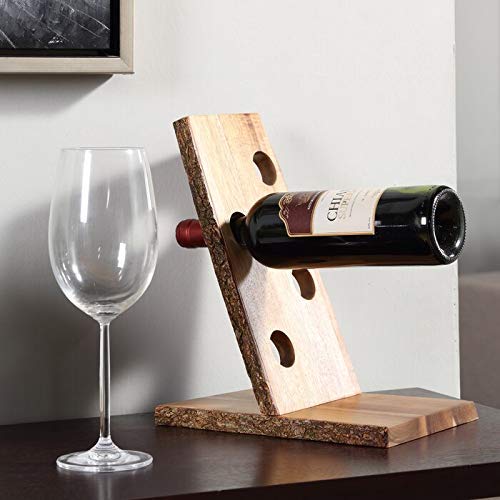 ODEJIA 4 Bottle Tabletop Wine Bottle Rack for Kitchen Wine Rack Counter top Rustic Wooden Wine Rack Solid Wooden Wine Rack in This Rack You 4 can Hang The Bottle.-image-36