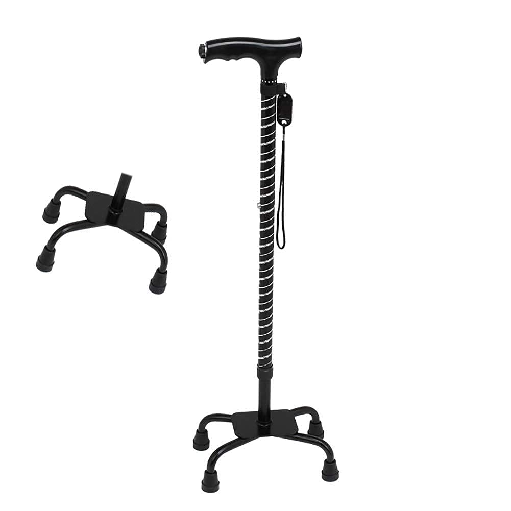 Muletas Muletas Bastón de Cuatro Patas Ajustable Cómodo Mango Izquierdo y Derecho Proporciona un Soporte Estable con Luces LED para Hombres y Mujeres