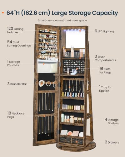 Image of SONGMICS HOME Standing Jewelry Armoire, Full Length Mirror with Storage