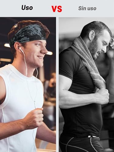 Miniatura 2 de Awumbuk Cinta Pelo Deporte 5 Pcs Diadema Hombre, Absorbe El Sudor Y Transpira Headband Elástico Cinta De Pelo Deportiva Ideal Para Entrenamientos De Fitness