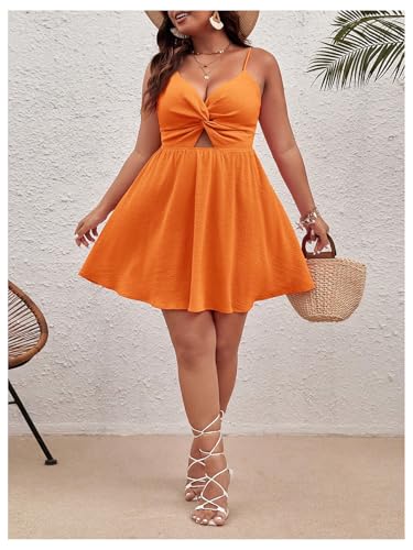 Image of Floerns Women's Plus Size Cut Out Twist Front Sleeveless Flare Hem Cami Dress