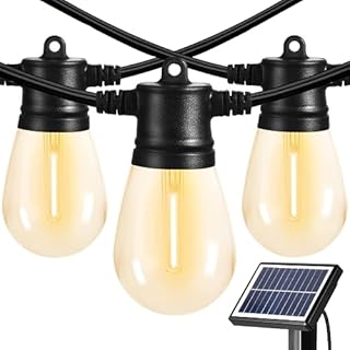 SUNTHIN Outdoor Solar String Lights, 48FT Solar Patio Lights 15+1pcs S14 LED Bulbs, USB Rechargeable, IP65 Waterproof & Shatterproof Solar Festoon Lights for Yard, Porch, Garden,Party, Camping