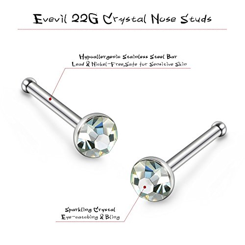 Evevil 60Pcs Small Nose Studs Stainless Steel Cz Nose Piercing Jewelry Tiny Bone Studs For Women Men Hypoallergenic (1.5-2Mm,Clear Cz,22G) #TOP2