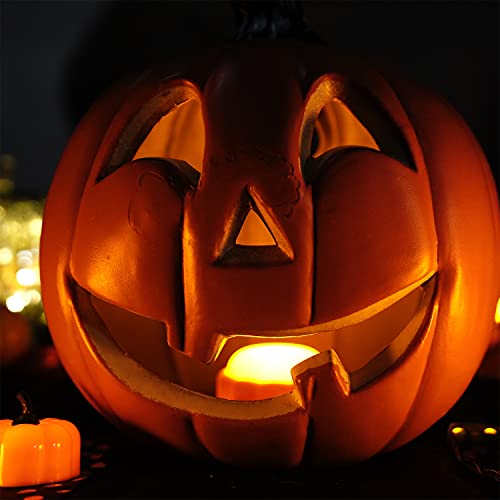 Homemory 4 Pack Halloween Bright Led Pumpkin Lights With Remote Control And Timers, Jack O’ Lantern Lights Battery Operated For Halloween, Fall Decorations, Orange, Outdoor #TOP6