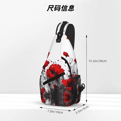 Red Poppy Flower Print Cross Chest Bag Diagonally - High-Capacity For Short Trips, Work, And Daily Use4