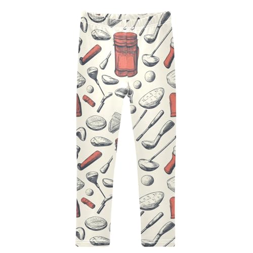 Retro Golf Equipment Girls Leggings Kids Yoga Pants Dance Active Tights 4T