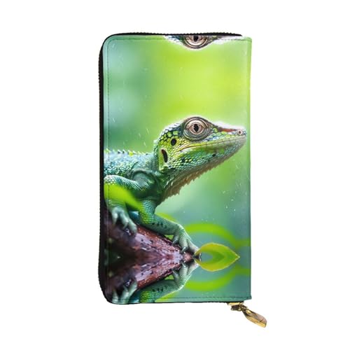 Cartera de piel con grabado de lagarto: elegancia y espacio para tus tarjetas