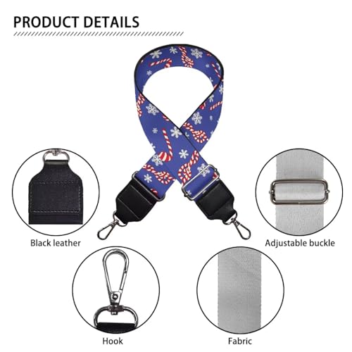 Image of Talayituse Christmas Candy Snowflake Print Shoulder Strap Wide Purse Bag Strap Adjustable Replacement Belt Luggage Crossbody Shoulder Bag Strap for Women Girls, 1 Pack Christmas Decor