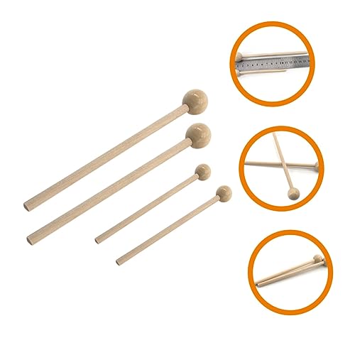 Par de baquetas de madera con cabeza redonda beige miniatura 5