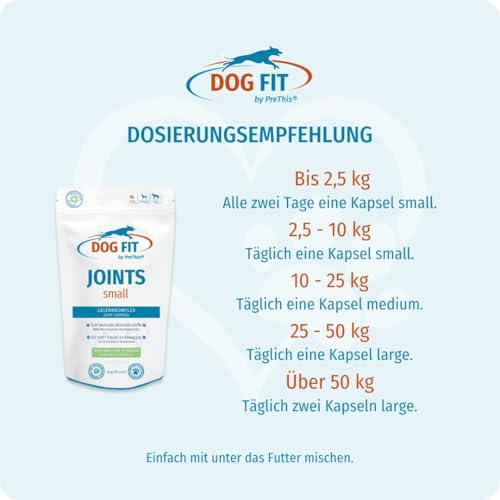 DOG FIT by PreThis® Joints Gelenkkomplex für Hunde I Glucosamin, MSM, Kollagen, Teufelskralle & Weihrauch I Ohne Zusätze I small bis 10kg