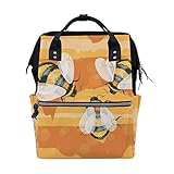 kuizee diaper bag backpack multipurpose bag cute bee bumblebee orange mutispandex casual daypack mummy bag maternity bag 15 7inch