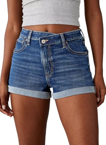 Sidefeel Women's High Waisted Stretchy Denim Shorts - Casual Blue Jean Shorts Size 4