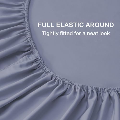 Image of Andency Bluish Grey King Sheets Set 100% Viscose Derived from Bamboo | Cooling Summer Sheets, Deep Pocket Up to 16 inch, Silky Soft Hotel Luxury Breathable Bedding Sheets & Pillowcases