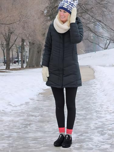 Shibever Womens Winter Snow Boots: Black Womans Winter Warm Fur Lined Waterproof Booties Anti-Slip Slip On Wide Comfortable Walking Outdoor Boot Size 8.5 thumb #2