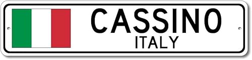 Peiyeety 03 Cassino Italy Italian Flag Metal Novelty Home Decoration Restaurant Wall Decor Street Sign 4X16 Inch