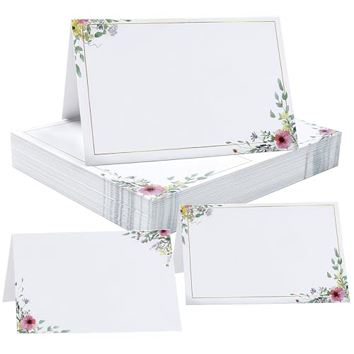 Rongrongago 50 Pièces Marque Place, 85 X 55 mm Marque Place Mariage, Motif Floral Porte Nom Table, Inscriptibles pour Mariages, Réveillon Du Nouvel An,...