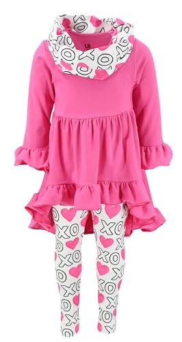 Image of Unique Baby Girls Kids Toddler 3pc Outfit Set Long Sleeve Cotton Blend Tunic Top Leggings and Scarf