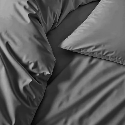 Image of Italic Luxe 100% Australian Cotton Bedding Bundle - Full Size 400 Thread Count - Soft, Durable & Silky - Includes Fitted Sheet, Flat Sheet & Pillowcases (Charcoal)