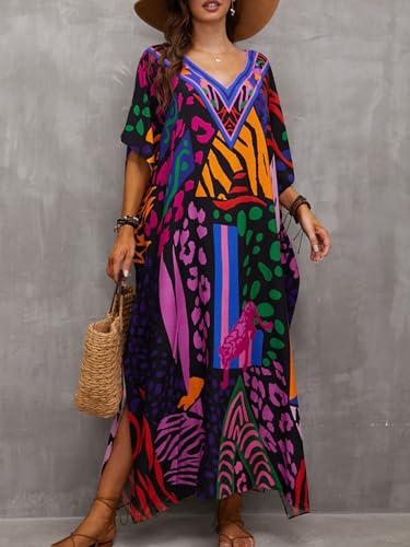 Image of Kaftan Dresses for Women Plus Size Summer Beach Dress with Print and Swim Cover Ups