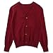 CUNYI Boys' Button-up Cardigan with Elbow Patches V-Neck Cotton Knit Sweater Casual Outerwear, Dark Red, 140