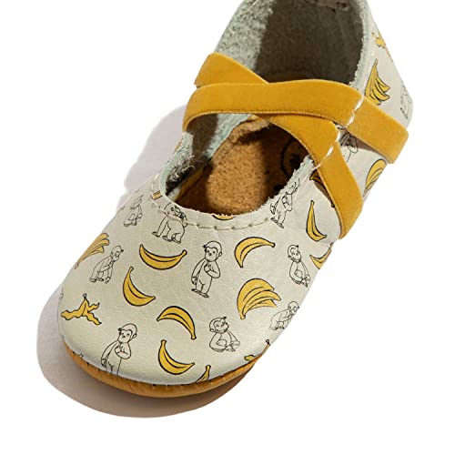 Freshly Picked First Pair Soft Sole - Curious George - Ballet Slipper Moccasins - Newborn Baby Girl Shoes - Size 4 #TOP2