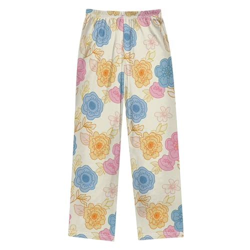 J JOYSAY Floral Blossom Foliage Beige Pajamas Pants Soft Long Pajama Bottoms Lounge Sleep Pants Size S-XL2