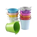 B&S FEEL Pack of 6 Mini Metal Buckets Tin Party Pail Containers, Assorted Color