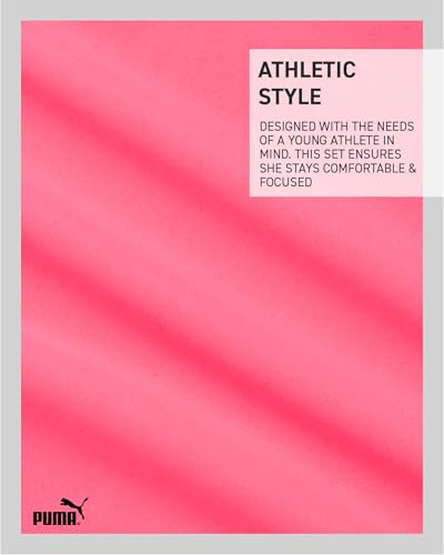 Image of PUMA Girls' Biker Short Set - 2 Piece Short Sleeve Crewneck Graphic Tee Shirt and Bike Shorts for Girls (Sizes: 7-14)