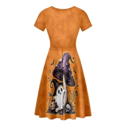 Image of Forchrinse Summer Dresses for Women Crew Neck Short Sleeve Midi Dress Casual Beach Vacation Sundress