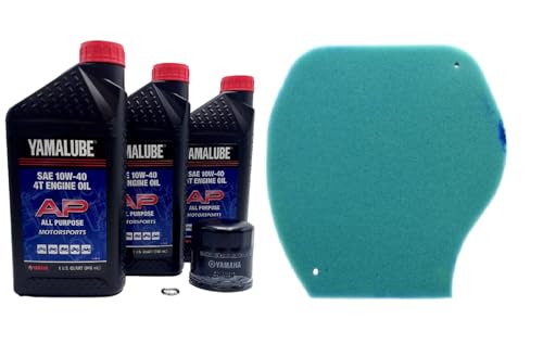 Image of Yamaha Grizzly 550 (2009-2016) all Models Oil and Air Filter Change Kit Yamaha Part# 5GH-13440-80-00, 3 Quarts All Purpose LUB-10W40-AP-12 and Part# 1HP-E4451-01-00