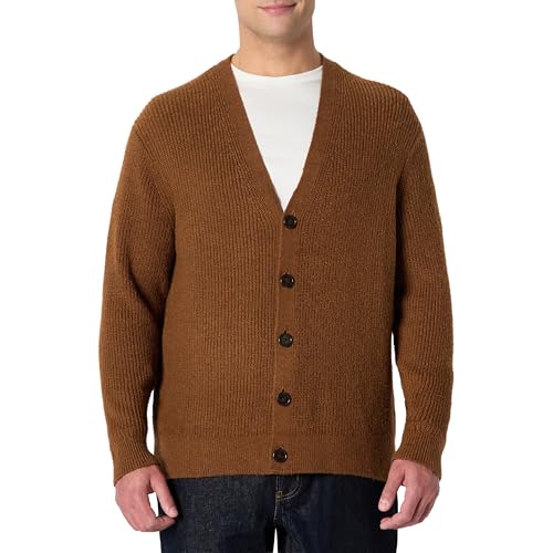 Amazon Essentials (La elección de Demi) Cárdigan de Mezcla de Algodón y Corte Holgado Hombre, Caramelo Mezcla, XL