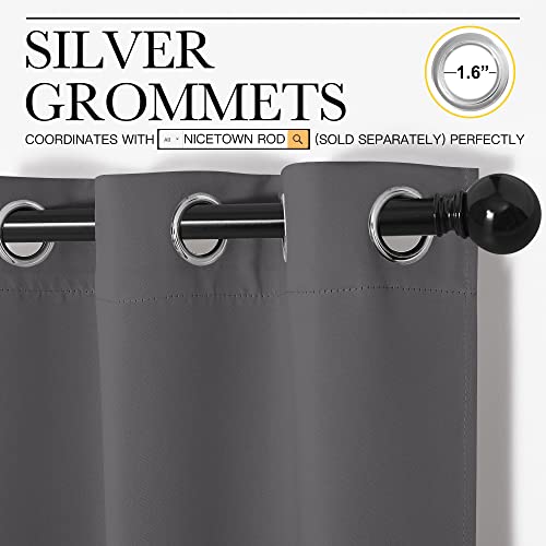 Image of NICETOWN Bedroom Blackout Curtains Panels, 1 Pair, 55 inches by 118 Inch, Grey, Triple Weave Energy Saving Thermal Insulated Solid Grommet Blackout Draperies for Patio